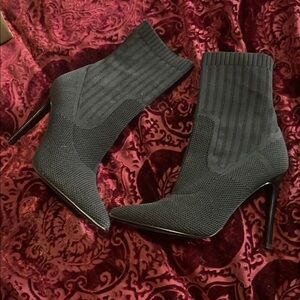 Steve Madden Black Knit Pointed Stiletto Sock Boots